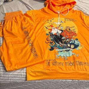Orange Nightmare Before Christmas Hoodie and pants Set